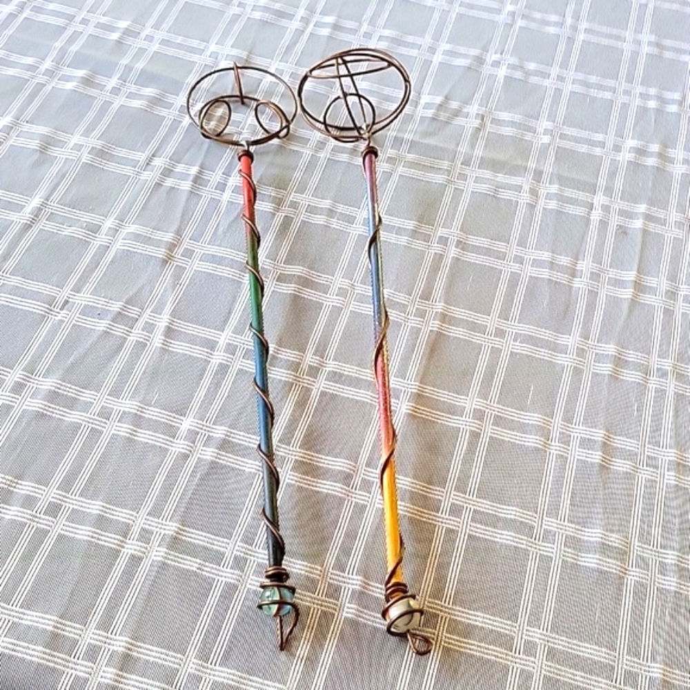 Vintage Bubble Wands Copper Wire Wood and Marbles